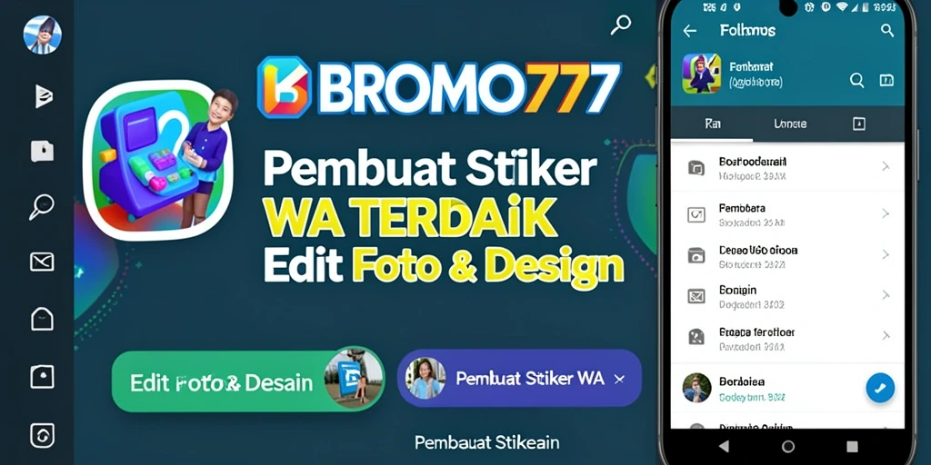 Antarmuka BROMO77 untuk membuat stiker WA yang menarik dan kreatif.