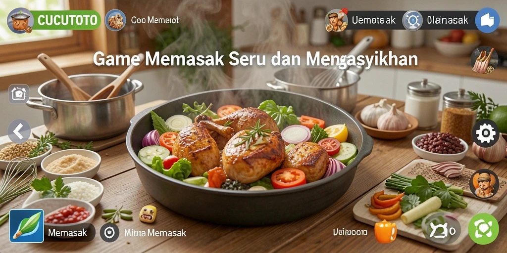 Antarmuka CUCUTOTO yang menarik dengan berbagai pilihan resep memasak.