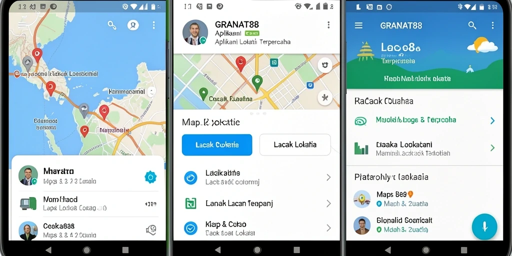 Antarmuka aplikasi GRANAT88 yang intuitif untuk lacak lokasi.