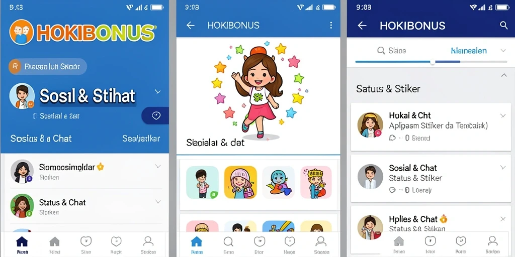 Tampilan antarmuka HOKIBONUS dengan berbagai pilihan stiker yang menarik.