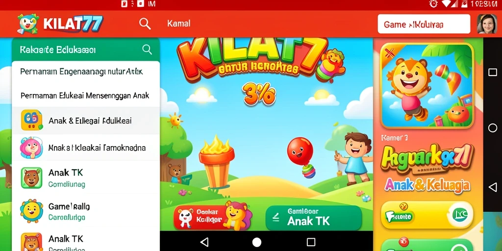 Antarmuka KILAT77 yang cerah dan ramah anak.