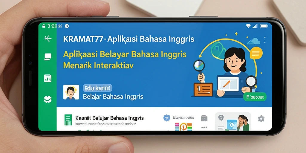 Antarmuka KRAMAT77 yang interaktif untuk belajar Bahasa Inggris.
