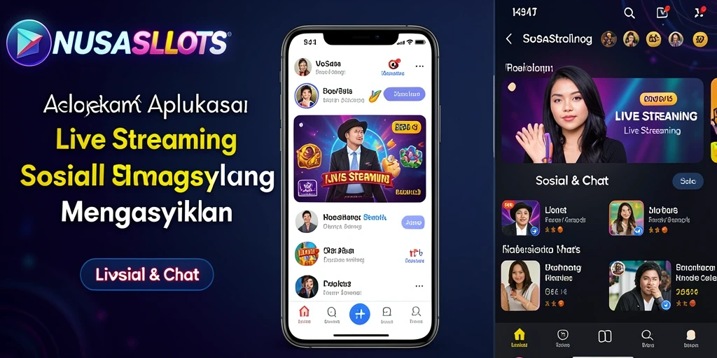 Antarmuka aplikasi NUSASLOTS dengan fitur Live Streaming yang interaktif.