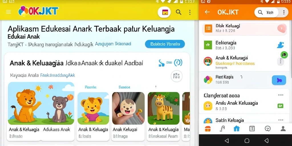 Tampilan antarmuka aplikasi OKJKT untuk edukasi anak yang interaktif.