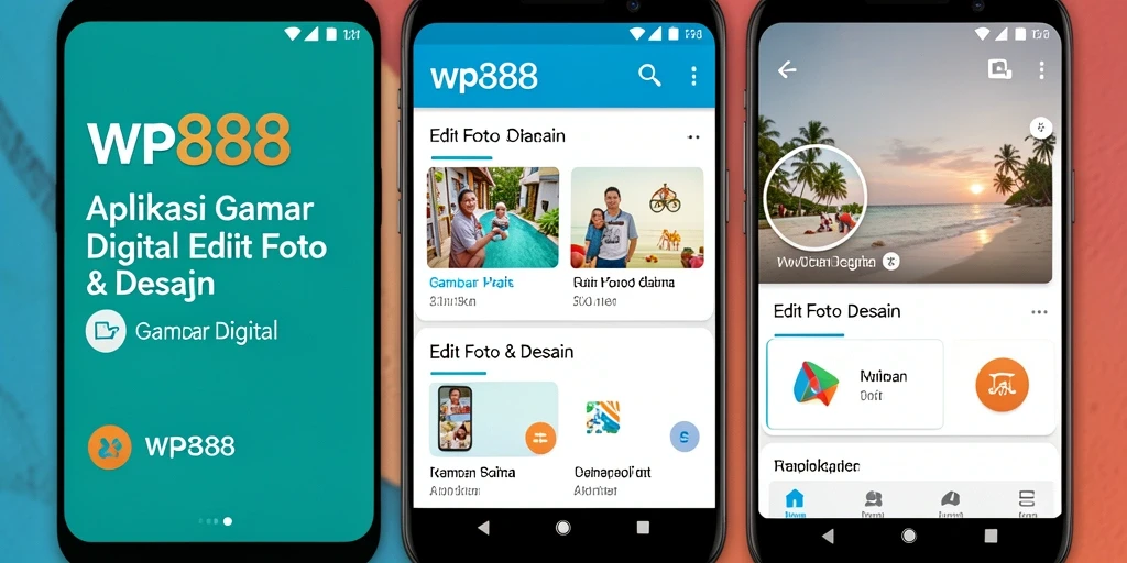 Tampilan antarmuka WP888 untuk edit foto yang intuitif dan modern.